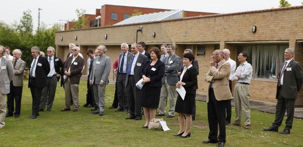 Staff gather at the launch of the new turbine