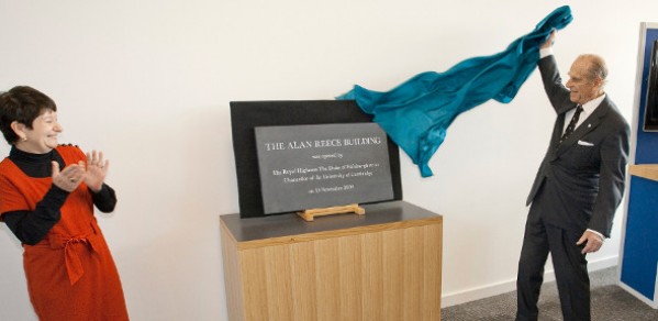 The Chancellor of the University of Cambridge, HRH Prince Philip, Duke of Edinburgh, unveils the plaque