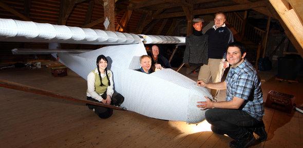 Dr Hugh Hunt in the rebuilt Colditz glider