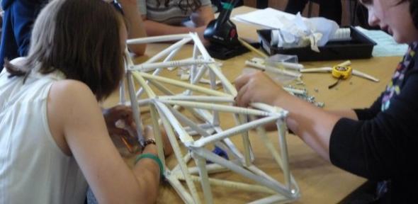 Students tackle the crane construction challenge