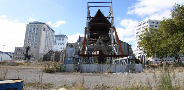 The Christchurch Cathedral is an iconic image from the earthquakes in Christchurch New Zealand.
