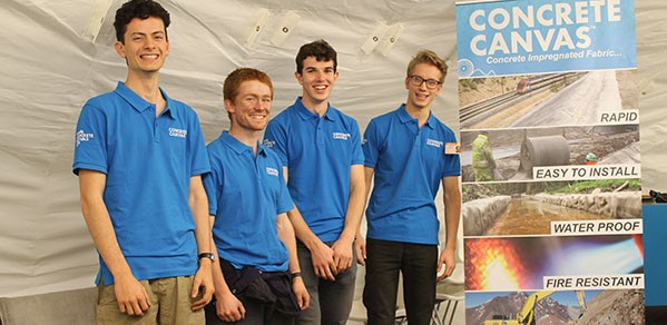 Taking part in the internship at Concrete Canvas, from left, undergraduates Alex Watson, Stuart Lewis, Tom Vinestock, and Joe Holland.