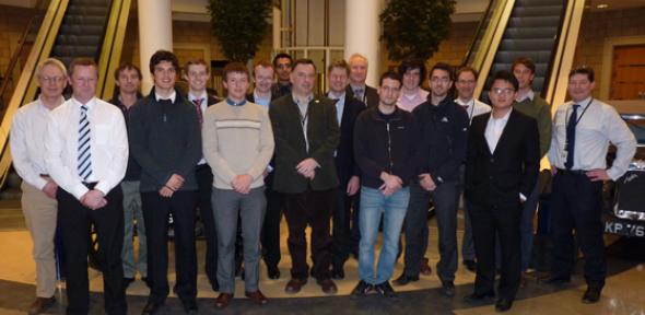 Students, supervisors and JLR engineers at the Heritage Motor Centre