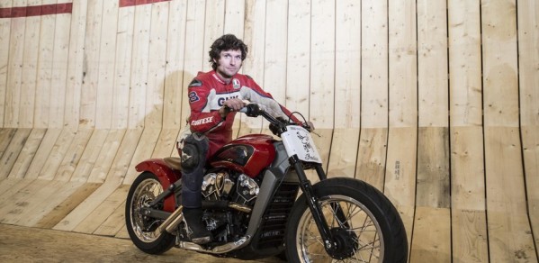 Guy Martin next to the Wall of Death