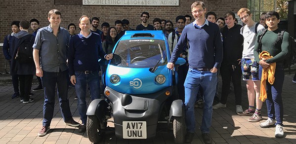 Front, from left, Dr Jeffrey Hawke, guest lecturer from Wayve, Professor Roberto Cipolla and Dr Richard Turner.