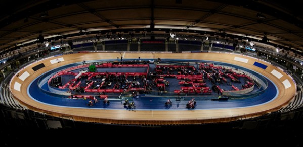 The view from the top of the stands of Lee Valley VeloPark, London.