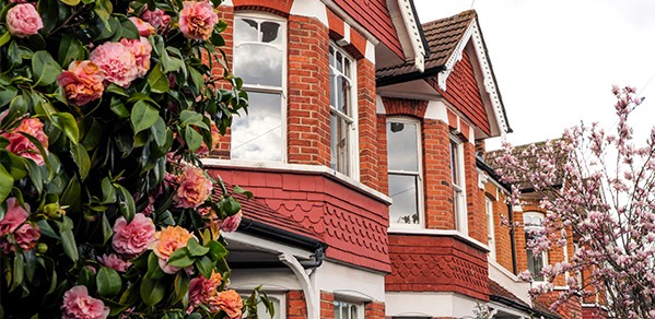 Street of typical British terrace houses