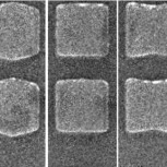 Electron micrograph of nanofabricated magnetic nanostructures