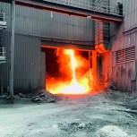 Electric Arc Furnace (EAF) steel recycling process. For the Cambridge Electric Cement process this material will be cooled to ma