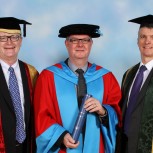 Left to right University of Warwick's Vice Chancellor Professor Sir Nigel Thrift, Professor David Pro-Vice Chancellor Profe