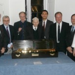 The speakers, the chairs and the sponsor of the telescope