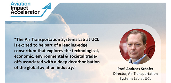 Professor Andreas Schafer, Air Transport Systems Laboratory, University College London, said: “The Air Transportation Systems Lab at UCL is excited to be part of a leading-edge consortium that explores the technological, economic, environmental and societal trade-offs associated with a deep decarbonisation of the global aviation industry.” 