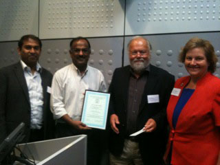 Dr Rama Balachandran, Dr Nedunchezhian Swaminathan, Professor William Jones (President Combustion Institute-British Section) and Professor Dame Ann Dowling. Gang Xu was not present.