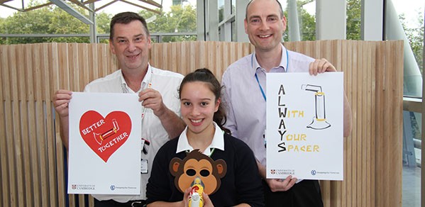 From left, Dr Richard Iles (Consultant in Respiratory Paediatrics at Evelina Hospital), Sascha Entwistle (Wimbledon High School winner), and Mr Ian Hosking, co-leader of DOT.