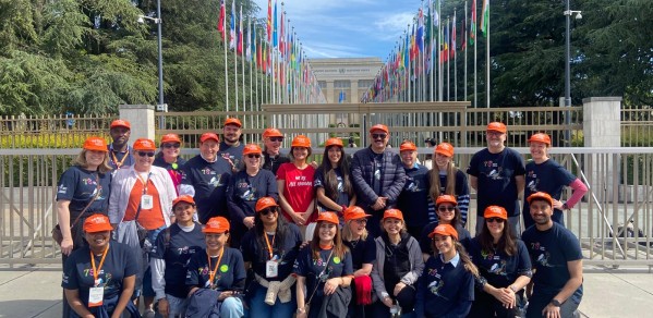 Members of the Global Coalition for TBI and The G4 Alliance outside the Palais des Nations at the Walk the Talk event