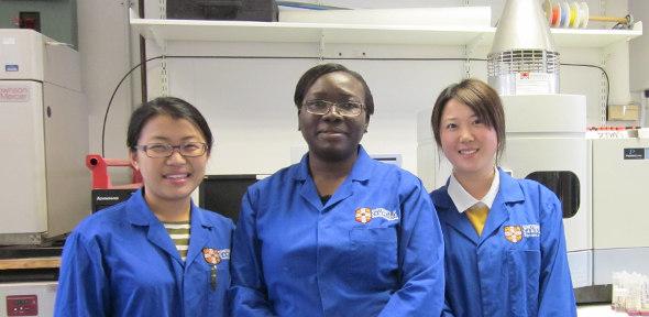 Rui Hao (left) Funmi Alayaki (centre) Tiffany Wang (right) Lower photo: Maryam Masood