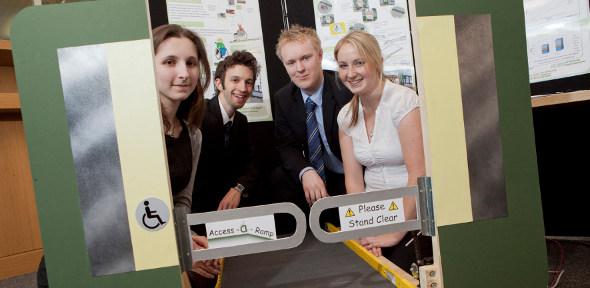 An automatic, train-mounted ramp to allow disabled users more independent access to the rail service.