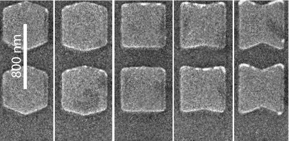 Electron micrograph of nanofabricated magnetic nanostructures