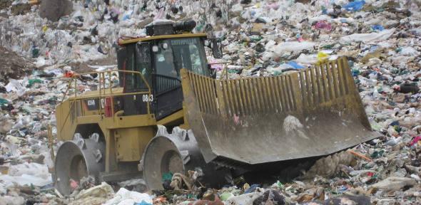 Heavy machinery at the Robin Hood Bay landfill