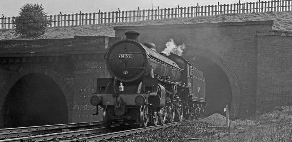 61159 running light engine near Potters Bar 15 Sept 1962