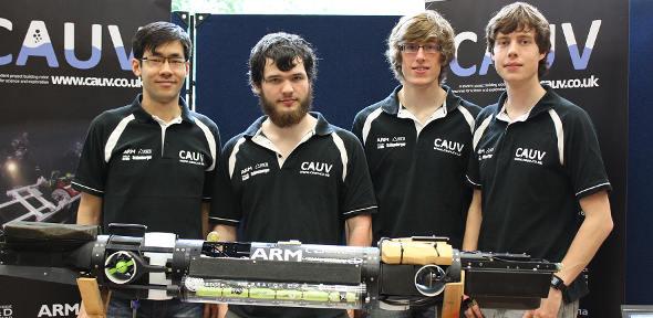 Some of the 2013 CUAV team with the current AUV named “Barracuda”