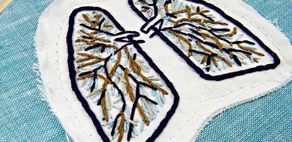 Blue and Brown Anatomical Lung Wall Decor.