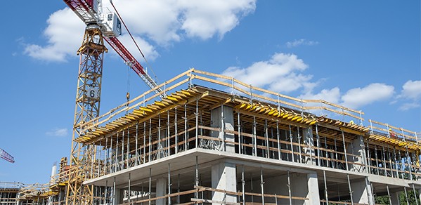 Apartment building under construction.