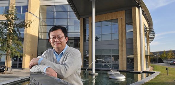 Professor Daping Chu outside the Electrical Engineering department