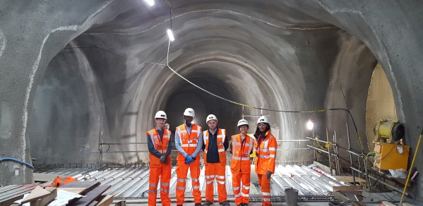 Engineering students at the Crossrail Liverpool Street station and tunnels site