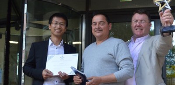 The CSIC winning team (from left) Dr Xiaomin Xu, Research Associate, Dr Cedric Kechavarzi, Operations Manager and Philip Keenan, Business Development Manager 