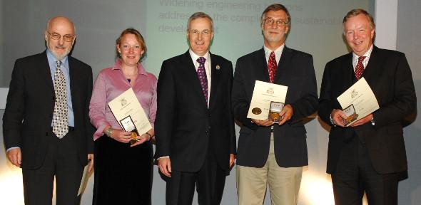 Professor Charles Ainger, Dr Heather Cruickshank, President of ICE, Quentin Leiper, Dr Dick Fenner, Professor Peter Guthrie