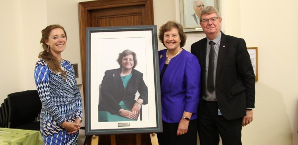 From left: Artist Beka Smith, Professor Dame Ann Dowling and Professor David Cardwell