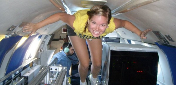 Jenni Sidey experiences microgravity on a parabolic jet