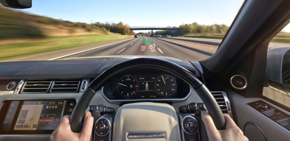 Head-Up Display (HUD) projects key driving information onto a small area of the windscreen