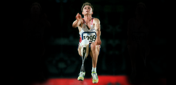 Matthew Juniper competing in the long jump in Atlanta, 1996