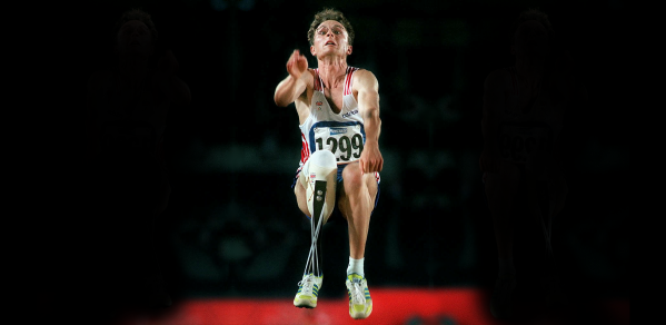 Matthew Juniper competing in the long jump in Atlanta, 1996 