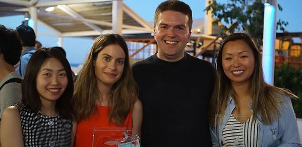 From left, Ruodan Lu, Eva Agapaki, Dr Ioannis Brilakis, and Bella Nguyen. 