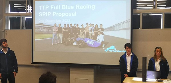 Pitching on the day were members of the student society TTP Full Blue Racing, the University's Formula Student team, who design, build and race single seater internal combustion cars.
