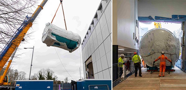 The installation of a 60-tonne pressure vessel at Cambridge’s new National Centre for Propulsion and Power (NCPP)