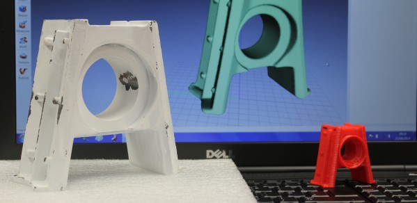 Stretcher bar casing alongside a 3D printed scale model
