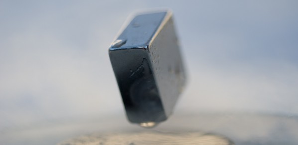 Levitation of a magnet on top of a superconductor of cuprate