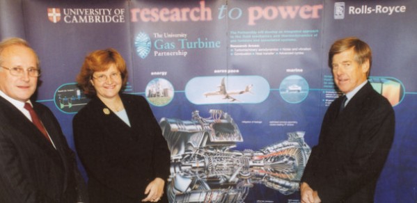 Phil Ruffles (Director of Engineering and Technology for Rolls Royce), Ann Dowling and Vice Chancellor Alec Broers at the inauguration of the new University Gas Turbine Partnership.