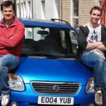 Will Midgley (right) with team mate Lee Schab and the boxy-yet-practical Suzuki Wagon R (affectionately known as Isabelle)