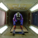 British speed skier Tom Horn in the wind tunnel