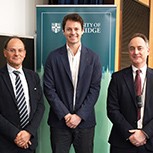 Head and shoulders shot of Professor Roberto Cipolla, alumnus Alex Kendall, and Professor Colm Durkan