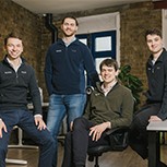 A group shot of the Matta team (four men) sat casually in an office environment