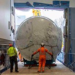The installation of a 60-tonne pressure vessel at Cambridge’s new National Centre for Propulsion and Power (NCPP), with humans s