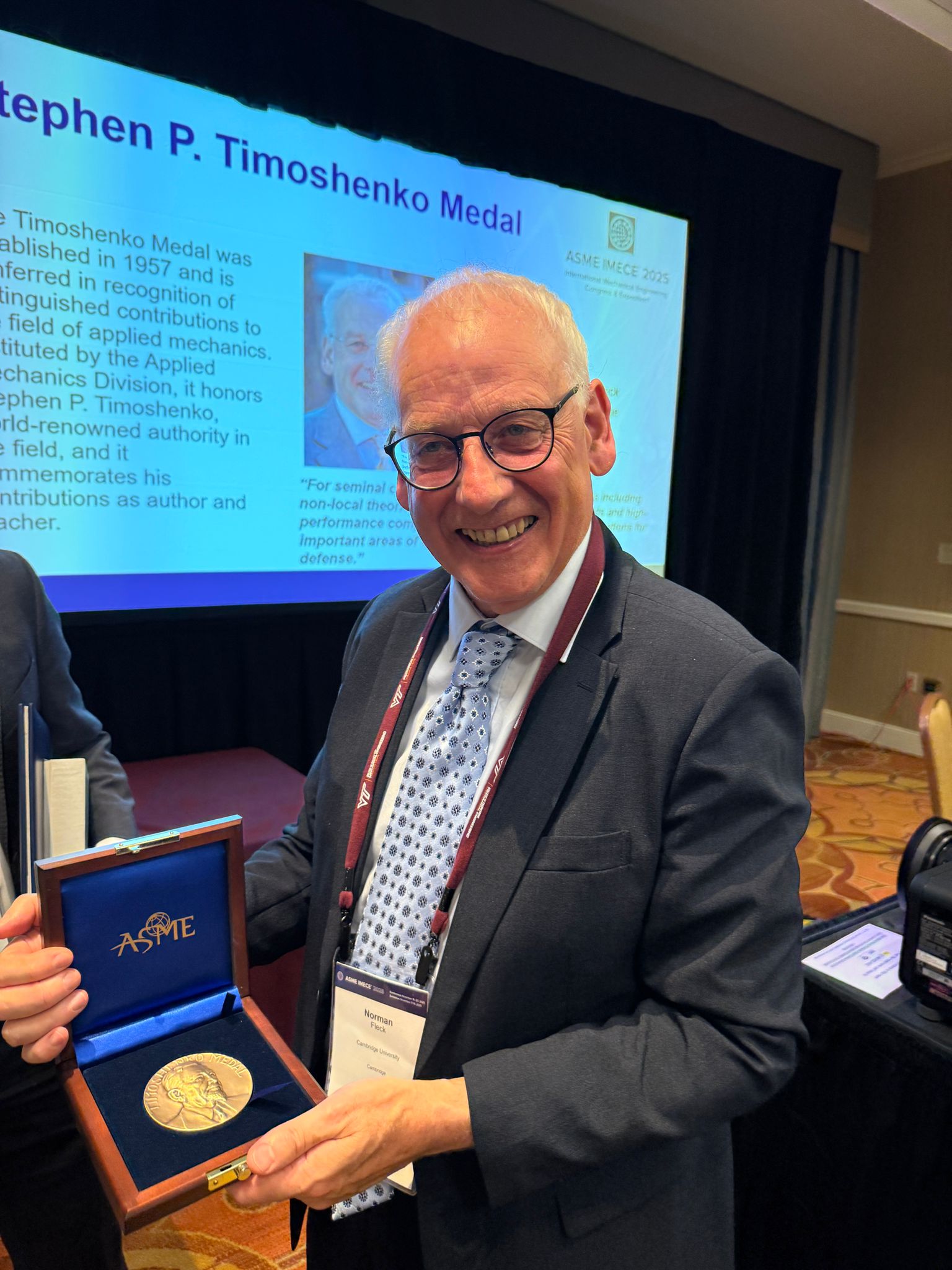 Professor Norman Fleck with the Timoshenko medal