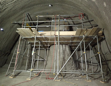 Exposed under-ream pile prior to cutting